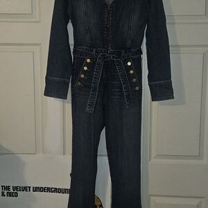 Ramy Brook Black Wash Denim Boot-Cut Jumpsuit with Belt